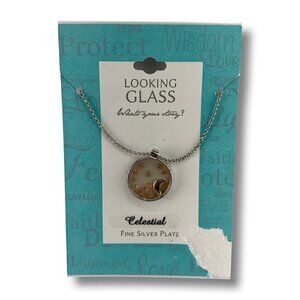 Looking Glass Silver Plate Celestial Necklace Heart